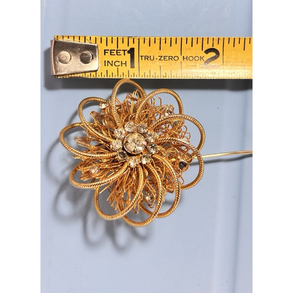 Vintage Mid-Century WEISS Wirework Flower Star Burst Sputnik Floral Brooch 2.5" - Picture 12 of 16